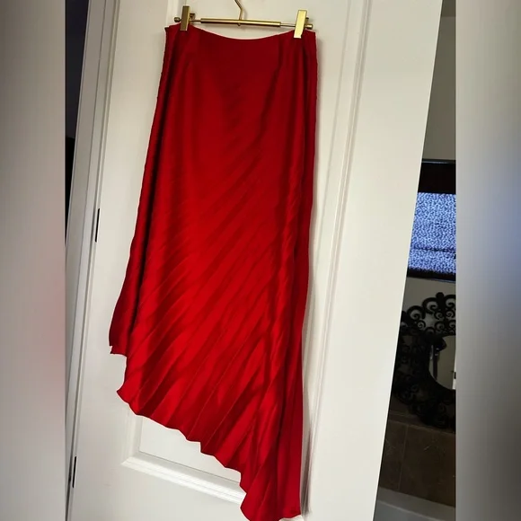 DKNY Vibrant Red A-Line Pleated Skirt - Picture 7 of 13